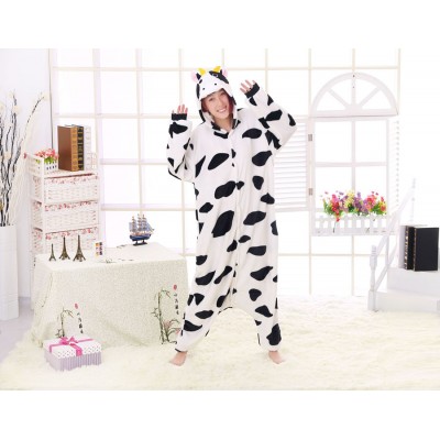 M/L promotional customized plush dairy cattle animated cartoon jumpsuits/one-pieces/teddies/bodysuit