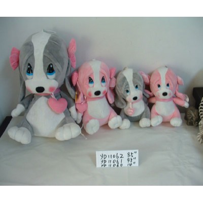 8.5"/9.5"/14" beautiful customized soft plush stuffed 2-colour Wrinkled skin of dogs animal toy with for valentine day