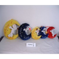 11cm/12cm/13cm customized beautiful valentine soft plush stuffed 3-colour embroidered moon pillow toy with white dog