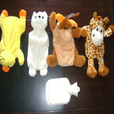 high quality 2000ml plush animal cover rubber hot water bottle